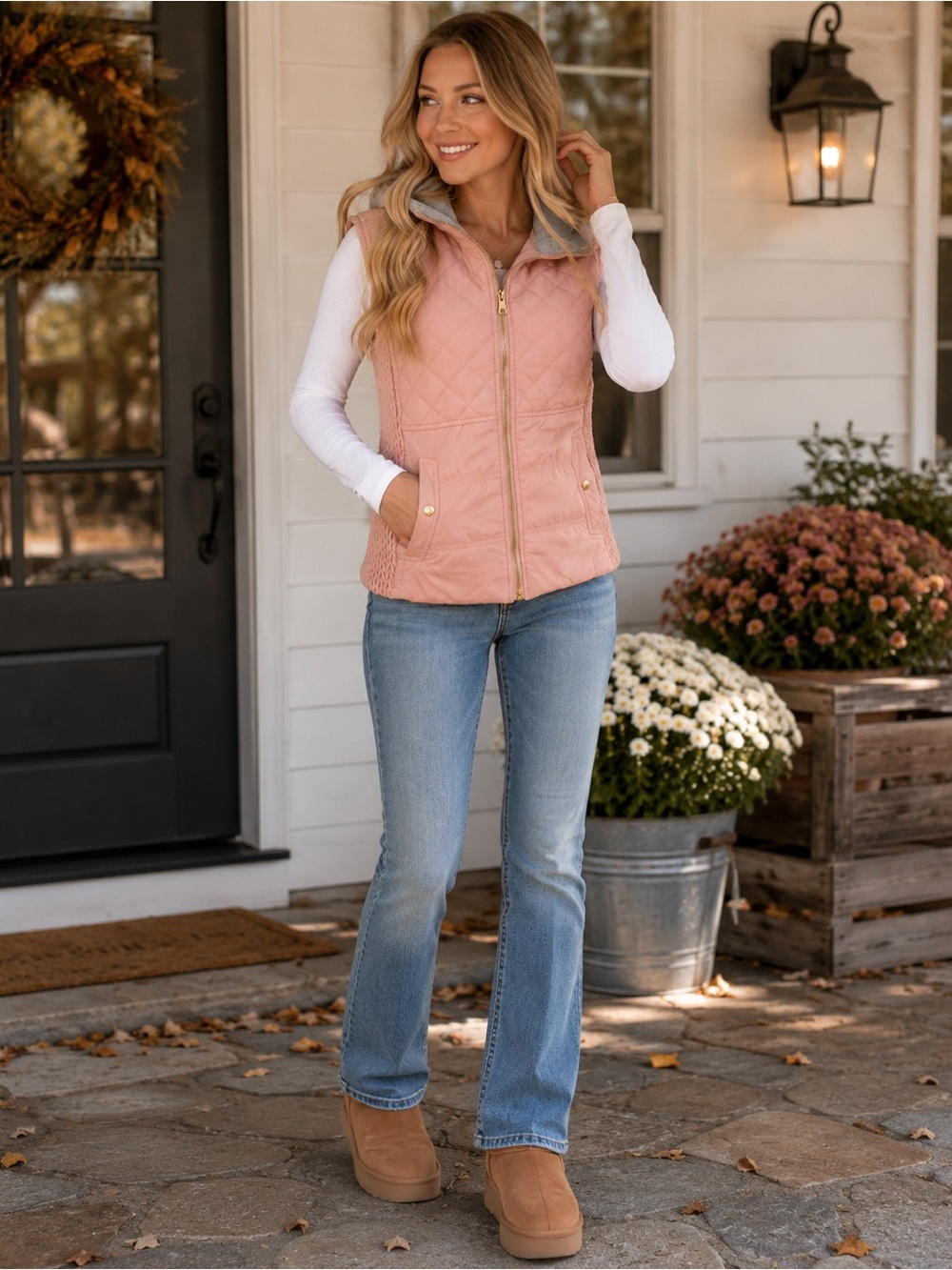 NWT Vest -Louise Paris Quilted Vest w Sweatshirt Material Hoodie Small